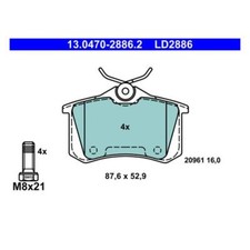 ATE 13.0470-2886.2 Bremsbeläge Bremsklötze Hinten für Audi A4 Seat Skoda VW