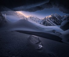 Landscape snowy peak tibet mountains mountain pass cave Custom Gaming Mat Desk