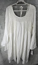 Dress Lace Bell Sleeves Allison Brittney White Deep Cut Back Size 2X