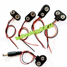 10PC NEW 9V battery button connector/DC plug with lead/9V square battery cap#YT