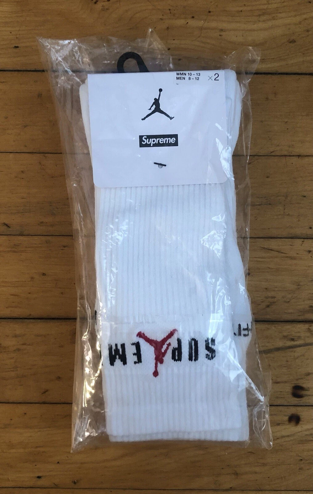 Chaussettes Supreme x Jordan High DriFit Crew FW24   Blanc   Taille L   Lot de 2   NEUVES