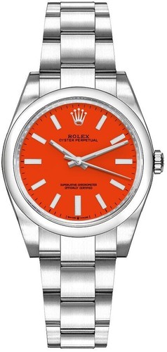 Rolex Oyster Perpetual 31 mm quadrante rosso donna acciaio inox orologio Oyster 277200 - Foto 1 di 6