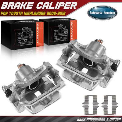 Pair Rear Brake Calipers with Bracket for Toyota Highlander 2008 2009 2010-2013