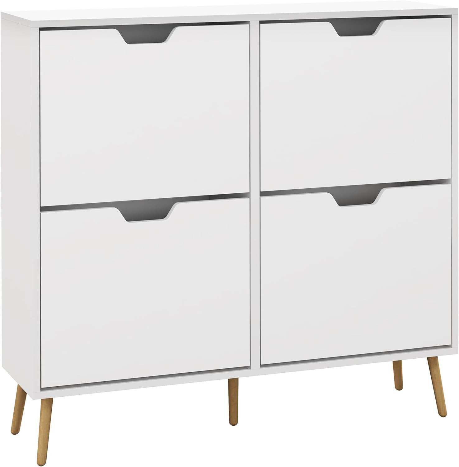 Armoire à chaussures 16 paires haut de gamme meuble 4 abattants étagère réglable