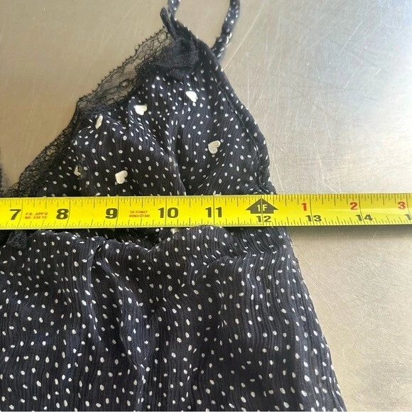 Moschino Chiffon Silk Lace BLK WHT Heart Polka Dot Bustier Cami Top XS or XSS - Image 4 of 4