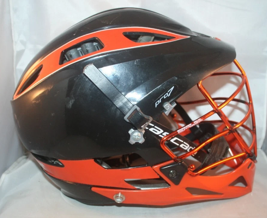 Cascade Pro 7 Lacrosse Helmet MLL Orange and Black with Chinstrap - Pre-Owned - Image 2 of 4