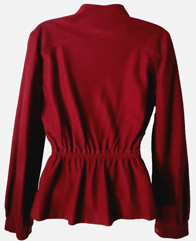 Peasant Velour Jacket Top 12 Toggle Button Red Cosplay Robin Hood Vintage 70s — 第 2/4 张图片