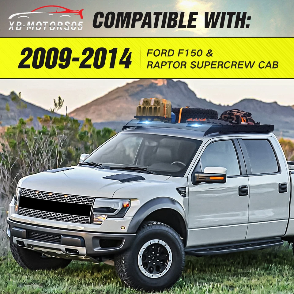 Rooftop Cargo Carrier Luggage Holder For 09-2014 Ford F-150&Raptor SuperCrew Cab - Image 4 of 4