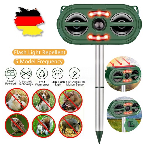 Solar Ultraschall Tiervertreiber Vogelabwehr Vogelschreck Repeller Gartenschutz - Bild 2 von 15