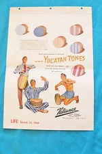 VINTAGE RELIANCE MANUFACTURING CO. YUCATAN TONES ADVERTISEMENT PITCH - LIFE 1948