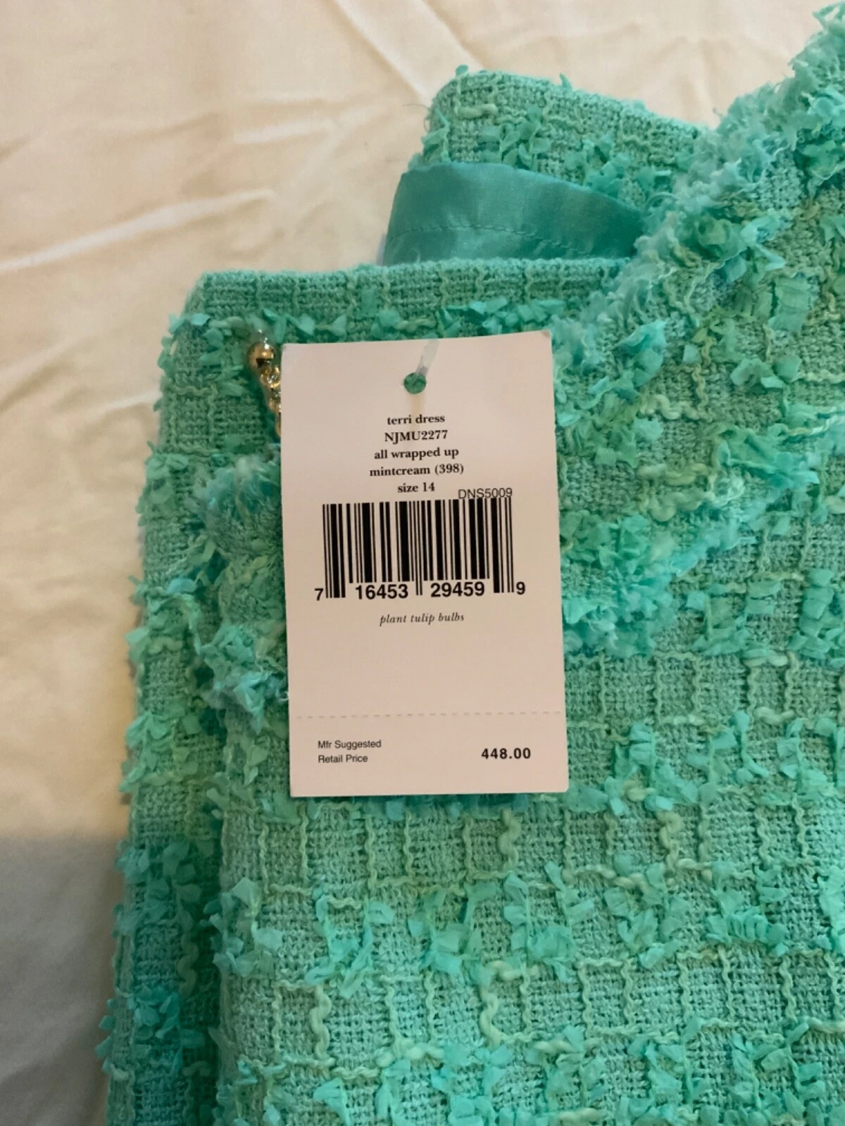 Abito in tweed di seta Kate Spade nuovo di zecca