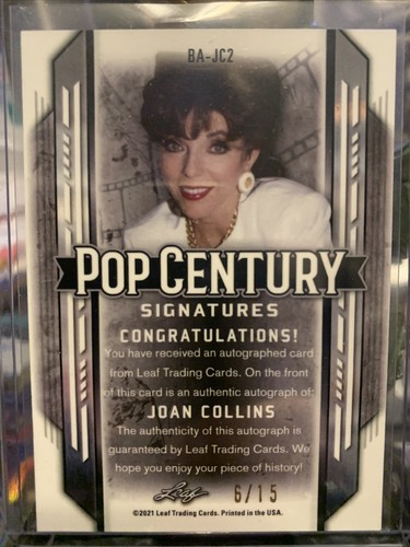 2021 Leaf Metal Pop Century Autograph Joan Collins 6/15 Pink Auto - Picture 2 of 2