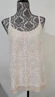 CAbi Tank Top Womens S It Girl Cream Lace Overlay Cami Boho Festival 798