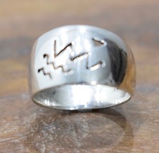 Ring Sterling Silver Etched Cut Out Band Ring