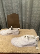 Adidas Mujer Superstar Sin Cordones Blanco Dorado Tenis Zapatos FV3186 Talla 6.5 Nuevo