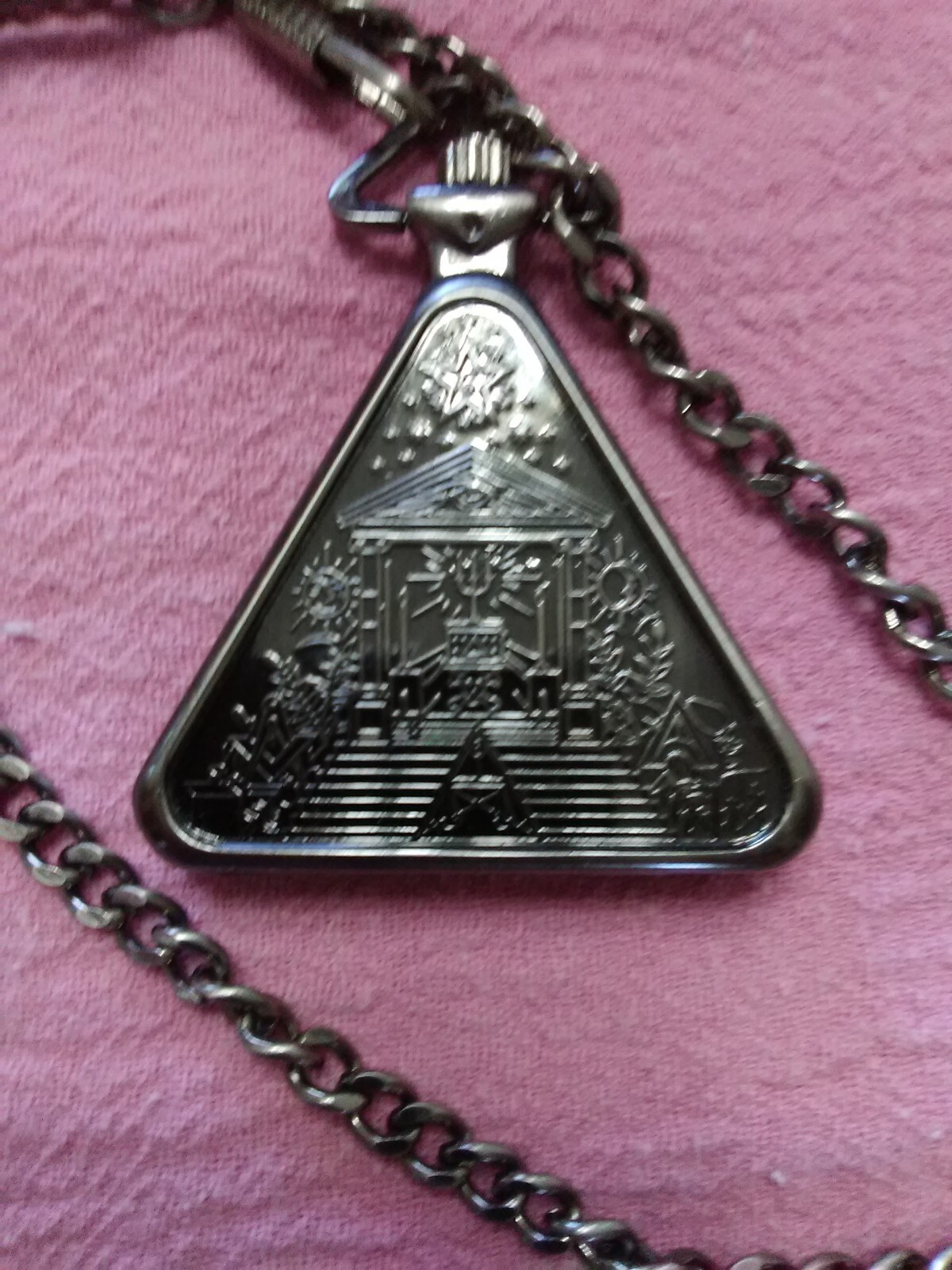 pocket watch triangular Masonic silver square and… - image 3