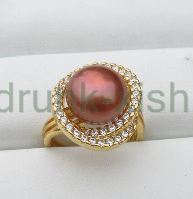Anillo Perla Chocolate Mar del Sur Perfecto Delicado 11-10mm Tamaño Ajustable Foto 3 de 4