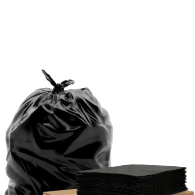 50-Pack Contractor Black & Clear Industrial Garbage Trash Bags  - 55-60 Gallons