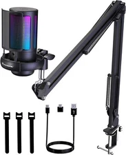 K Kasonic USB Gaming Microphone with Boom Arm, Pop Filter & Gain Control