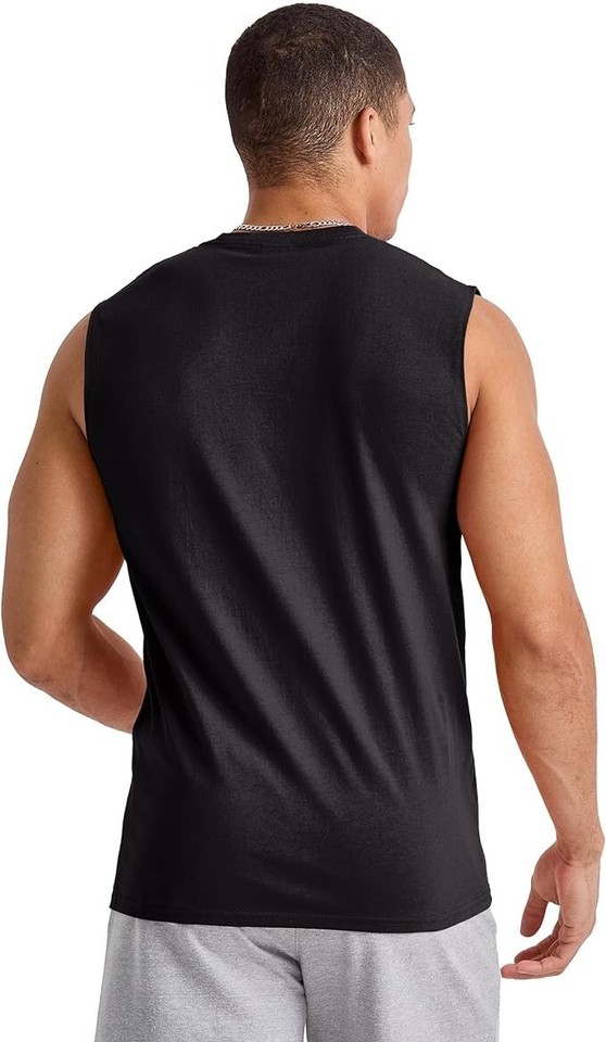 Hanes Men's Muscle Tank Essentials Sleeveless Tee Shirt Workout Gym 100 ...