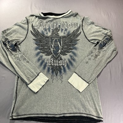 Affliction Shirt Mens 2XL Reversible Sign Series Georges St-Pierre Y2K  USA Made