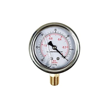 HFS(R) Oil Filled Vacuum Pressure Gauge -2.5'' Dial Size, 1/4'' NPT Lower Mount