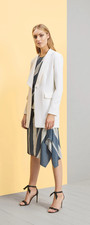NWT ST. JOHN Blazer Jacket 4 Cream Button Shawl Lapel Faux Pockets Long Sleeves