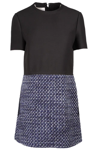 VALENTINO MINI ABITO NERO IN CREPE E TWEED IT 42 UK 10