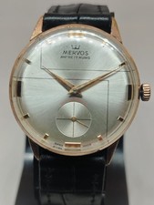 Reloj suizo Mervos Breitling vintage 17 joyas segundos pequeños relleno de oro años 50