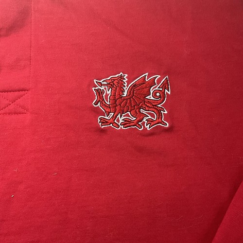 Wales Red Rugby Shirt Polo Shirt Men’s X-Large XL Rubber Buttons Long Sleeve - Picture 3 of 8