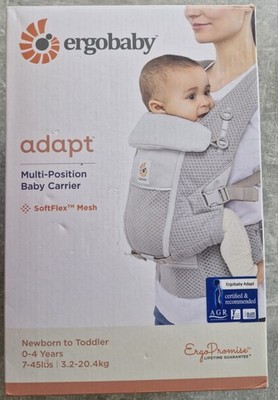 Ergobaby Adapt Babytrage für Neugeborene ab Geburt, 3-Positionen SoftFlex Mesh