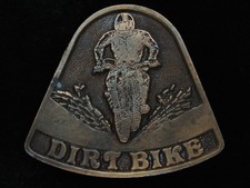 QG03116 VINTAGE 1975  DIRT BIKE  MOTOCROSS COMMEMORATIVE BRASSTONE BELT BUCKLE