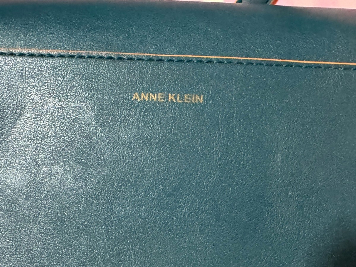 Anne Klein Blue Orange Shoulder Bag with Lion Head Accent and Gold
