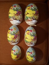 Vintage 3 Nesting Easter Paper Mache Eggs Candy Dish Ducks Antique Style