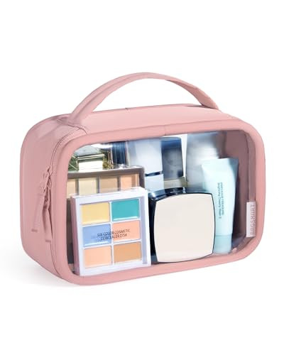 Clear TSA-Approved Medium Blush Pink Makeup Bag with Handle