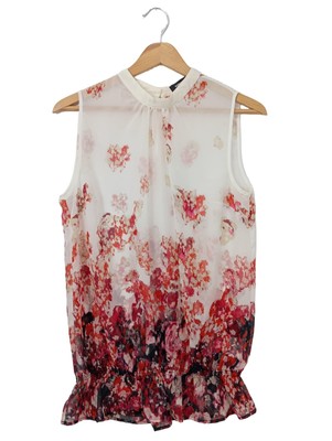 MORE & MORE Rüschen-Bluse Damen Bluse Gr. DE 38 weiß-rot Casual-Look