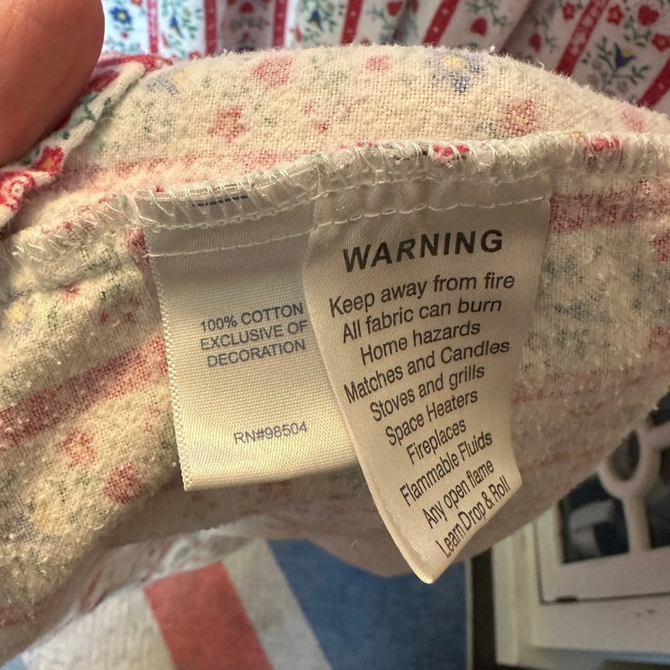 Lanz of Salzburg Nightgown Medium Long Sleeve Floral Striped Cotton White Red - Image 4 of 4