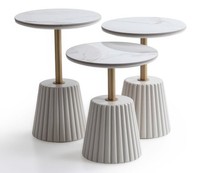 Beistelltisch Set 3Tlg Modern Beige Gold Marmor Couchtisch Design Neu