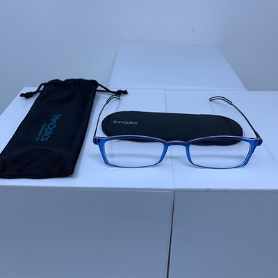 ThinOptics Unisex +1.50 Blue Manhattan Frontpage Rectangular Reading Glasses