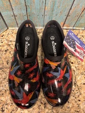 Sloggers Women's Garden Rubber Clogs Black Hummingbird Print Size 7