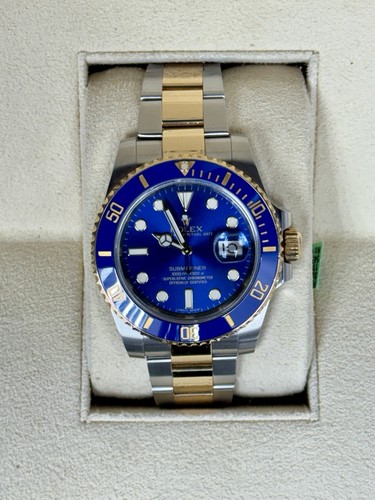 2015Rolex Submariner 116613LB 18K Yellow TwoTone Flat Blue Dial Men's Watch 40mm