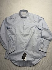 Calvin Klein Men's Dress Shirt 16.5 32/33 Blue Slim Fit Performance Non-Iron