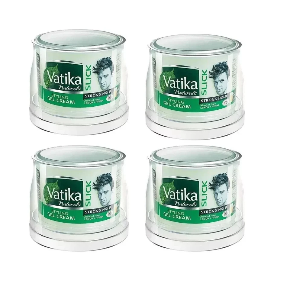 4x Vatika Naturals Gel de Peinado Crema Resbaladiza Fuerte Sujeción Limón y Henna 250 ml Foto 2 de 2