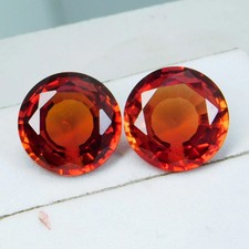 Certified 26 Ct Natural Orange Spinel Round Cut Pair Loose Gemstone from Burma