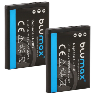 2x Blumax Akku für Olympus Li -70B  VG-120, VG-130, VG-150, VG-160 550 mAh