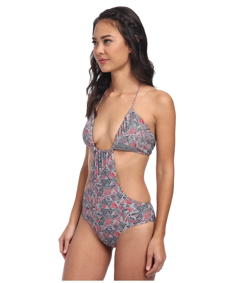 NWT Rachel Pally Alek Sexy Cut Out Monokini Swimsuit SZ L Cement Maze - Image 4 of 4