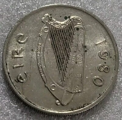 Ireland 1980 Copper-Nickel 5 Pence (Large Type). KM# 22 (B332)