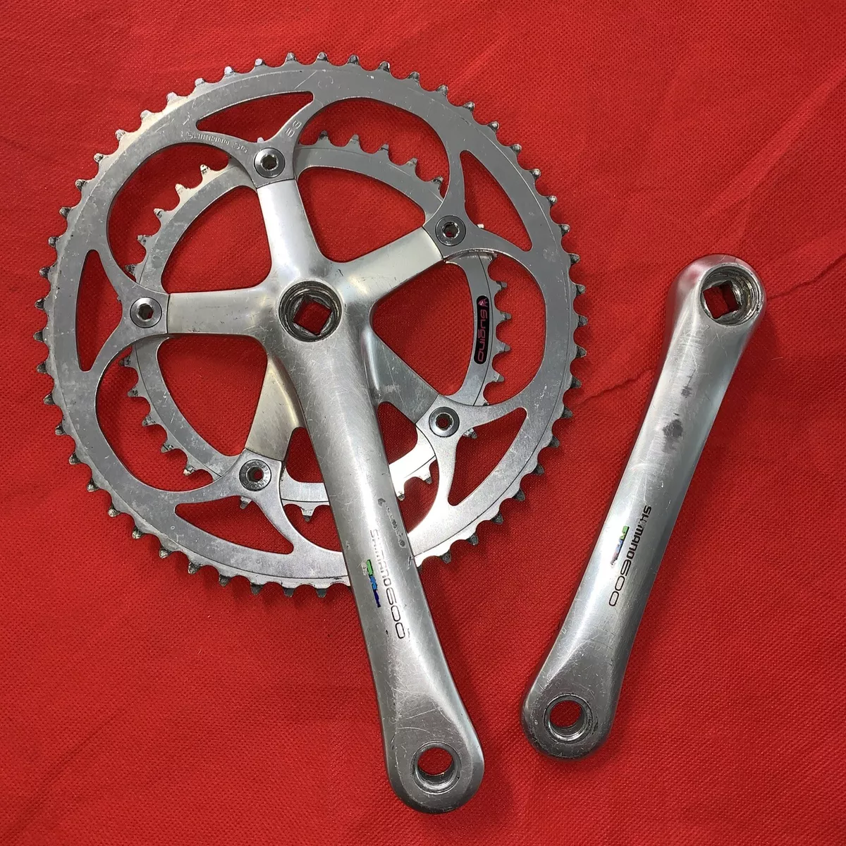 Vintage Shimano 600 Tri Color Crank Set 170 mm 130 BCD FC-6400 Bike Tri Color