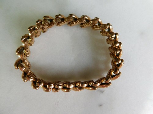 Sweet Antique Vintage Rosy Detailed Expandable Bracelet marked Patented - Picture 4 of 7