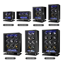 Automatic 3-12 Watch Winder Box Display Fingerprint Unlock LED LCD Display Gift